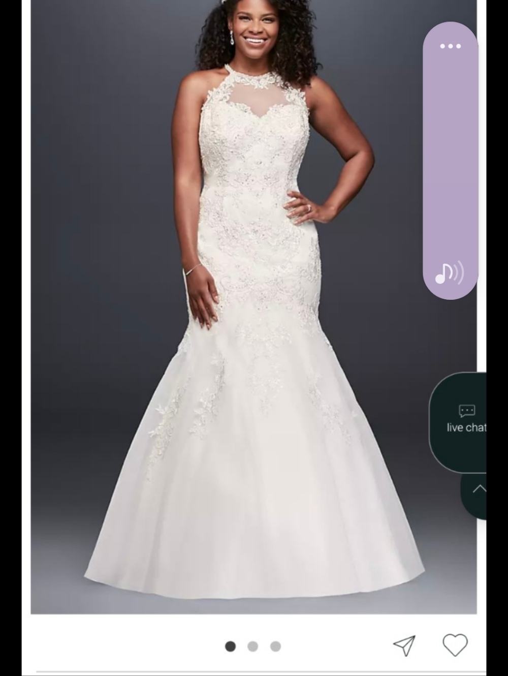 Oleg Cassini Ivory Lace Appliqué Mermaid Wedding Gown